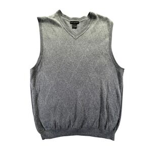 Alex Stevens Men's Gray Cotton Diamond Knit V-Neck Sweater Vest Size L